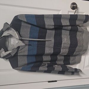 Trinity Collective Striped Zip Hooded Sweatshirt Hoodie Gray Blue - Mens Large